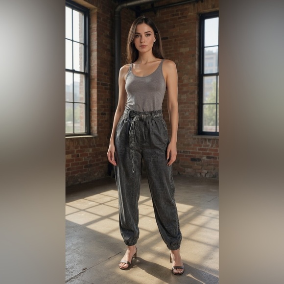 EUC Anthropologie Linen Blend Utility Paper Bag Jogger SZ 10. Inseam 13.5”approx - Picture 4 of 12